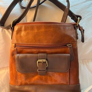 Stone & Co. Two-Tone Brown Leather Messenger Bag